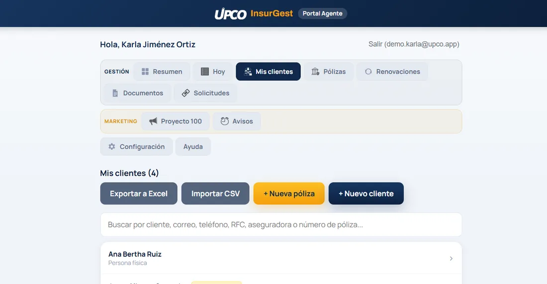 Lista de clientes con los días que faltan para cada vencimiento